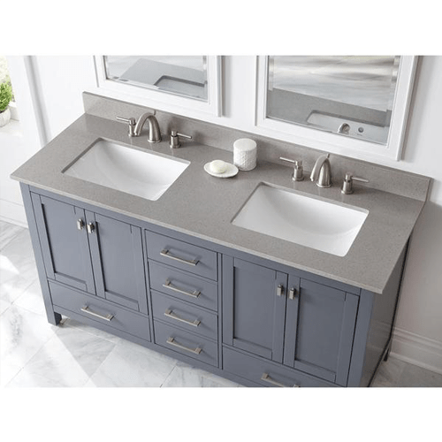 D Engineered Quartz Vanity Top, White Double Sink Vanity Top