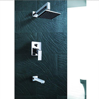 Chrome Brass Shower Faucet 8″ Rainfall With Tub Filler Mixer Tap 3PCS Shower