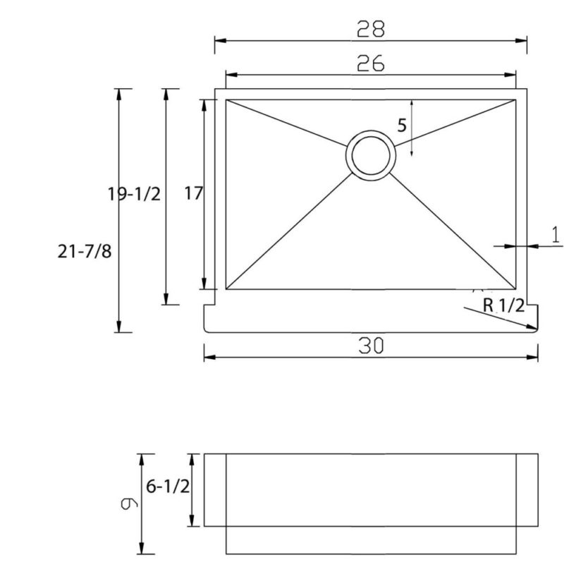 Hand Made Undermount Apron Front Farmhouse Stainless Steel Kitchen Sink