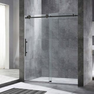 HM 64 in. to 72 in. x 76 in. Frameless Sliding Shower Door in Matt Black Finish
