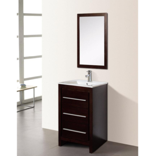 24 In Bathroom Cabinet Wenge | Set Included Mirror and ceramic top