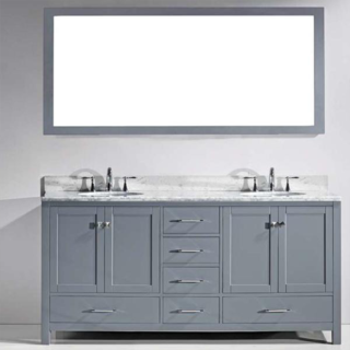 72 In. London Double Bathroom Vanity Set with Carrara White Top and Mirror