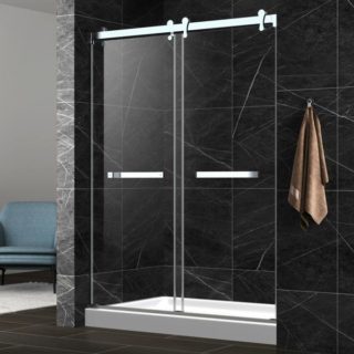 HM-56-60 W X 76 H SLIDING SHOWER BYPASS GLASS DOORS IN BRUSHED NICKEL
