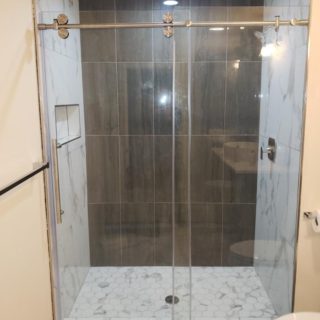 HM 44 in. to 48 in. x 76 in. Frameless Sliding Shower Door in Brushed Stainless Steel