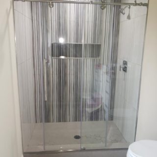 HM 56 in. to 60 in. x 76 in. Frameless Sliding Shower Door in Brushed Stainless Steel