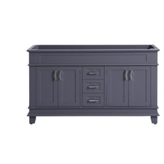 60″ Classic Double sink Vanity solid wood in Gray color