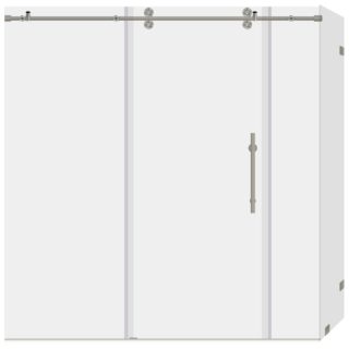 HM 72in. x 34 in. x 76in. Completely Frameless Shower Enclosure in Brushed Nickle
