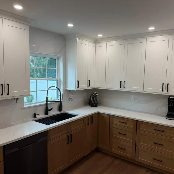 Custom kitchen cabinets and island in a Franklin Park NJ renovation