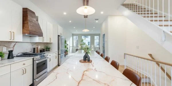 Kitchen island cabinets with sink in a New Jersey makeover